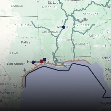 A map of Southern Devall locations and the waterways they operate on