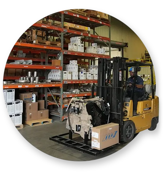 A Southern Devall worker driving a forklift