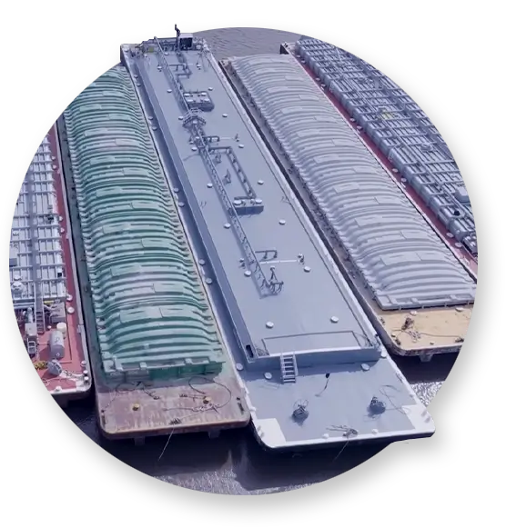 Barges lined up Southern Devall's Lower Mississippi River location